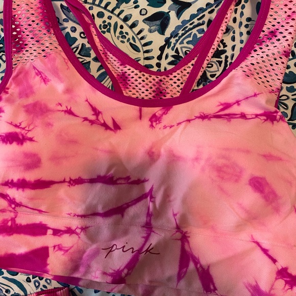PINK Victoria's Secret Tie-Dye Leggings and Sports Bra Set - Pink and Purple - Picture 2 of 6
